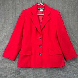 Hervé Benard Womens Blazer Size 14 Red Wool & Cashmere Blend